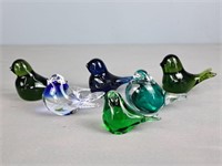 Lot Of 6 Art Glass Birds- Some Marked