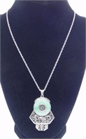 CHINESE FORTUNE 'LIFE' NECKLACE W/ JADE INSERT