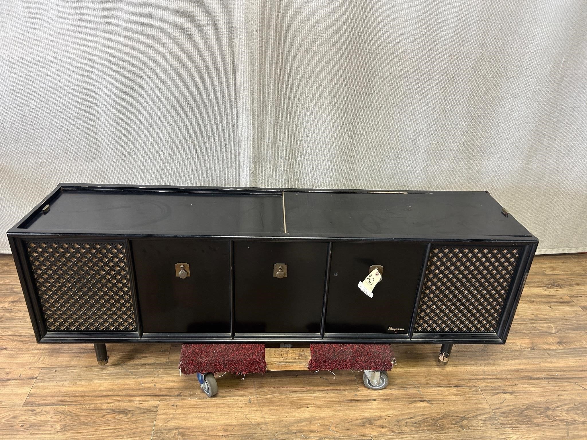 Vintage 1960s Magnavox Black Console Record Player