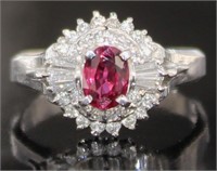 Platinum 1.18 ct Brilliant Ruby & Diamond Ring