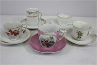 Grouping of 5 small vintage teacups
