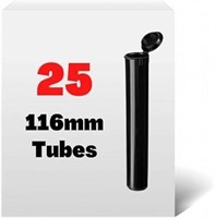 116MM Black Plastic Tube, Pop Top Smell-Proof (25)