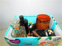 Lot of Various Decor Items, Flask, Etc