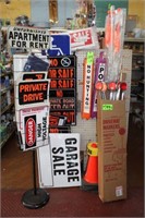 Assort. Signage, Safety Cones & Flags,
