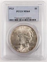 Coin 1923 Peace Silver Dollar PCGS MS64