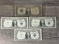 1928 & 3 1935 Blue Seal One Dollar Bills