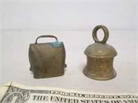 Antique Goat Cowbell & Vintage Brass Bell w/