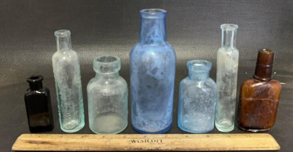 VINTAGE GLASS BOTTLES-ASSORTED