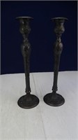 Bronzed Colored Candle Holders (2)