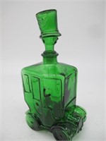UNIQUE GREEN DECANTER SHAPED AS CAR W/ MAN AS LID