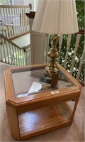 24" square end table with brass lamp