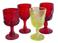 Colorful Pressed Glass Wine Glasses