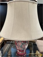 11 - ASIAN MOTIF TABLE LAMP W/ SHADE