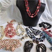 Bright Colored Beaded Necklaces-Some Earrings