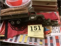 Tin large toy army truck and plastic small toy