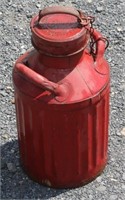 Antique steel fuel can with two handles and lid