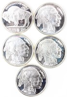 Coin 5 Buffalo .999 Fine Silver Rounds 5 Troy Oz.