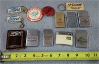 Ford & Other Key Chains, 8- Adv. Lighters