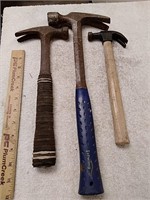 Group of carpenter claw hammers