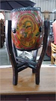 HAND PAINTED DRUM ON STAND