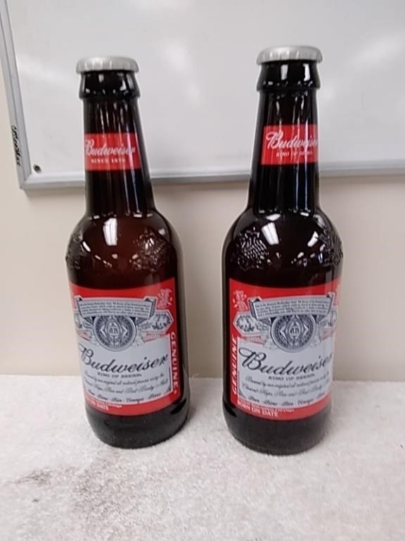 Large collectible glass Budweiser bottles