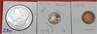 1899-0 Morgan US silver dollar barber dime indian