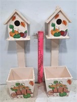 2 Bird Houses w/ Planter Boxes Attached