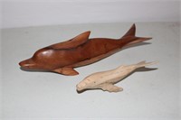 Carved Wood Dolphin and whale