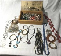 Costume Jewelry Collection in Nice Wooden Box