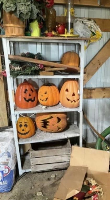 Halloween Decor, Metal Rack, Plastic Flowers,