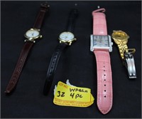 4 LADIES WATCHES: 2 TIMEXS. CARSON NEWMAN WATCH,