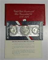 1976  US. Bicentennial  3 pc. Silver set   Unc.