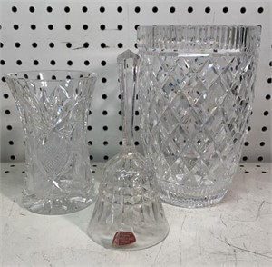 Crystal Vases & Bell (6 inch Vase  Waterford)