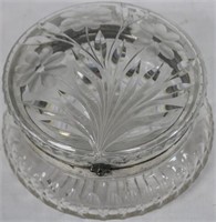 LARGE CUT GLASS COVERED BOX WITH SILVER PLATED