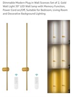 Set of 2 - 39" LED Plug in Wall Sconces w/