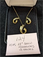 10K Gold Necklace and Earrings
