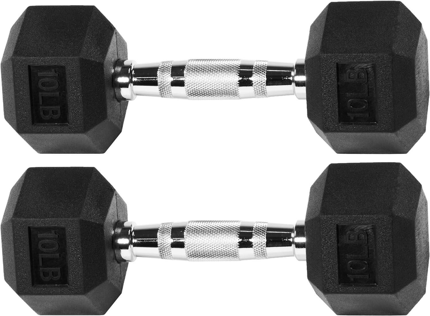 Signature Fitness Rubber Encased Hex Dumbbell 10LB