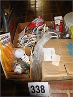 BOX OF LIGHT BULBS,ELECTRIC CORDS & MISC.