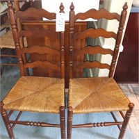 2 LADDER BACK RUSH SEAT CHAIRS