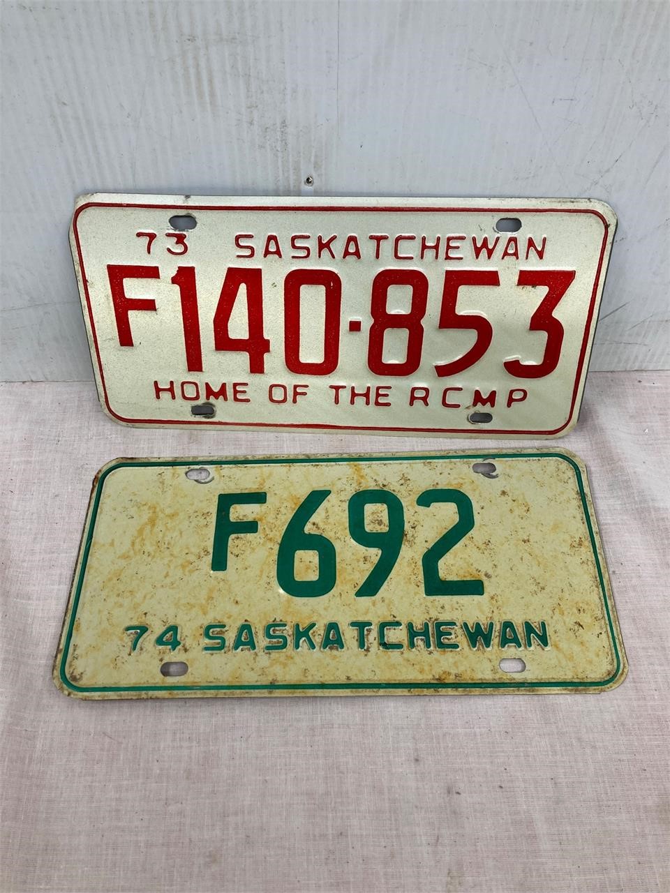 1973 and 74 licence plates