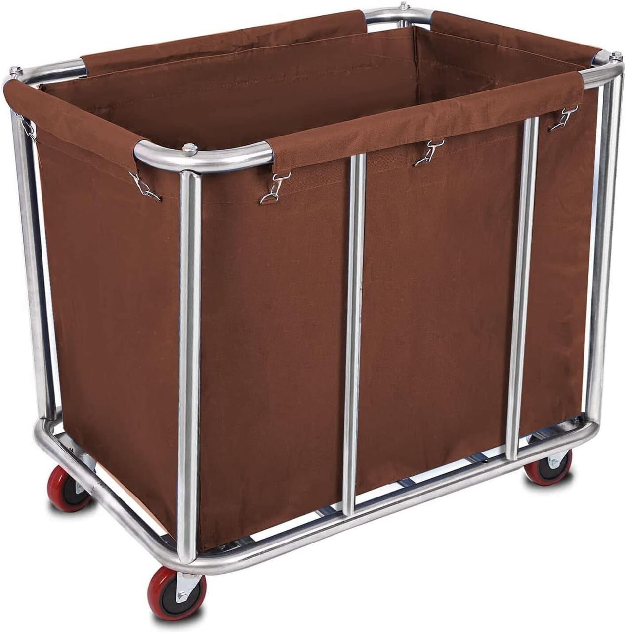10 Bushels Laundry Cart  Steel  Brown