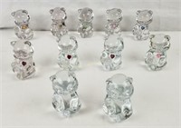 Lot Of 11 Glass Art Panda Bears, 3.5" Tall Ea.
