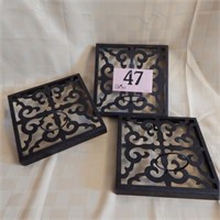 SET OF 3 METAL CANDLE SCONCES 8 X 8