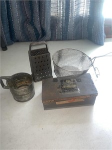 Metal tin, Sifter, colander, wire basket