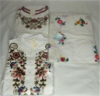 Hungarian Folk Traditional Blouses & Tablecloth