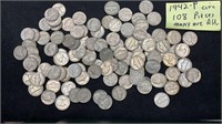 (108) 1942 Jefferson Nickels, several AU