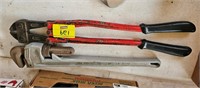 24" BOLT CUTTER AND 24" PIPE WRENCH