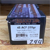 Berry's 45ACP 200GrHollow Point,250ct BULLETS ONLY