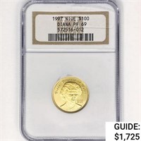 1997 $100 NIUE 6.3g Diana Gold NGC PF69