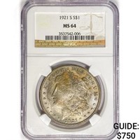 1921 Morgan Silver Dollar NGC MS64